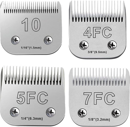 4Pack Dog Grooming Blades Compatible with Andis Dog Clippers,Dog Clipper Blades Compatible with Oster A5,Wahl km10 Dog Clippers for Animal Dog Cat Horse,Stainless-Steel Blade Sharp-PurrikoPets
