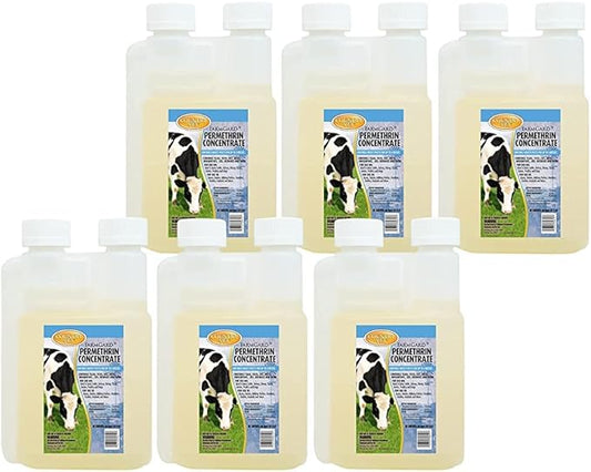 FarmGard Permethrin Concentrate - 32 Ounce (Case of 6) 343961CVA - Gets Rid of Flies, Mosquitoes, Silverfish, Cockroaches, Fleas, Millipedes, Gnats, Fruit Flies, Ticks, Lice, Spiders-PurrikoPets