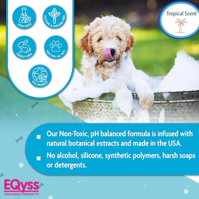 EQyss Premier Pet Shampoo - Cleanses & Moisturizes Coat, Adds Volume, Intensifies Colors, Residue-free Finish - for all Dogs, Cats, Puppies (128 oz)-PurrikoPets