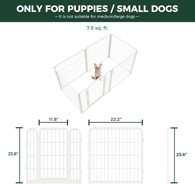 FXW Homeplus Unleashed Indoor Dog Playpen - Stress-Free and Safe Play, Heavy Duty 24 Inch 6 Wire Panels Dog Pen for Puppy and Small Dogs, White│Patented-PurrikoPets
