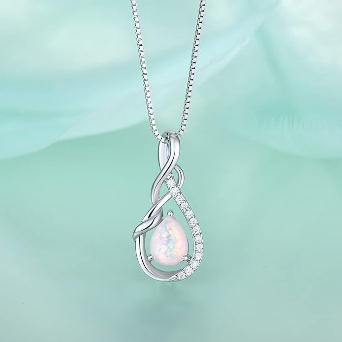 STARCHENIE Infinity Teardrop Pendant Necklace for Women 925 Sterling Silver Birthstone Jewelry
