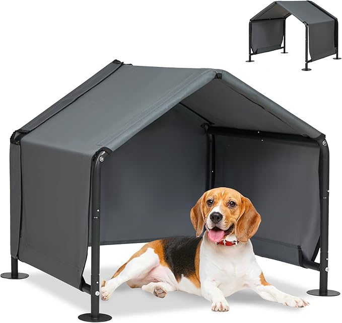 Dog Shades for Outside - Outdoor Dog Kennel for Small Dogs, 29.53”x25.59”x25.59” Outdoor Sun Rain Canopy Pet House, Waterproof Pet Canopy Shelter for Small Animals with Ground Nails-PurrikoPets