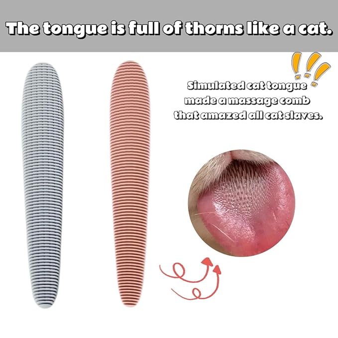 2Pcs Cat Tongue Comb, Pet Grooming Brush, Hair Massage Tool for Cats, Suitable for Short-haired, Long-haired, Kittens, Pet Cleaning Supplies-PurrikoPets