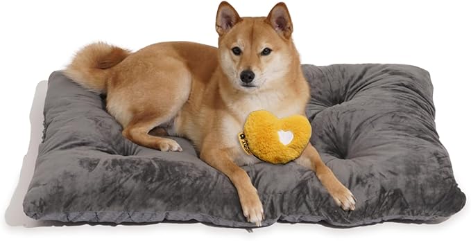 FUNNY FUZZY 35×23 Washable Dog Crate Bed,Orthopedic Cushion Mattress for Large Dogs-Fits 36 Inch Dog Crates, Reversible,Durable & Comfortable Pet Bed,L,Charcoal Grey-PurrikoPets