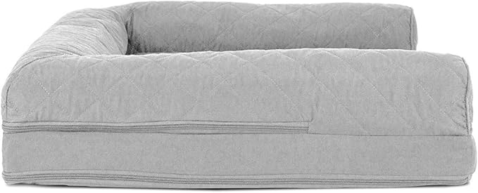 Furhaven Cooling Gel Dog Bed for Large/Medium Dogs w/ Removable Bolsters & Washable Cover, For Dogs Up to 55 lbs - Quilted Sofa - Silver Gray, Large-PurrikoPets