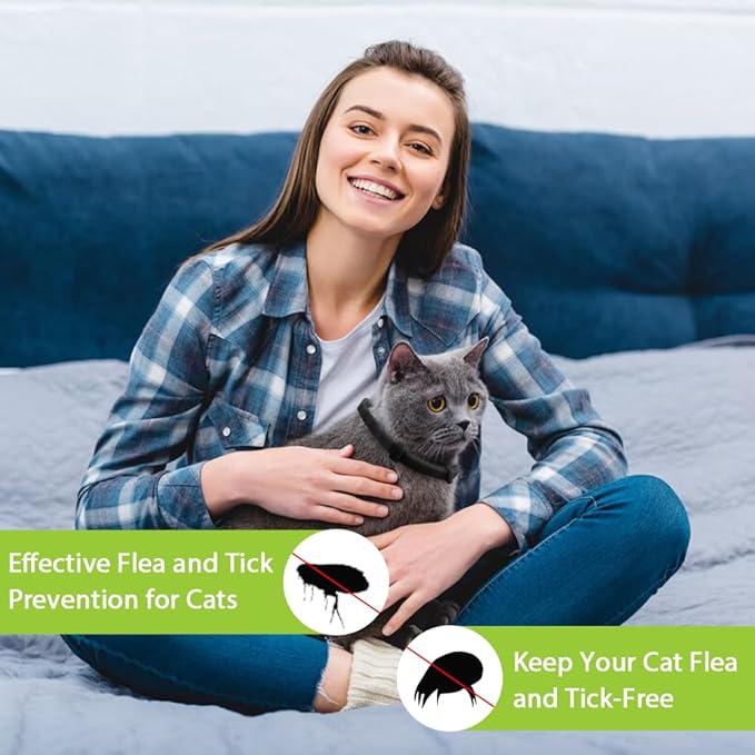 4 Pack Flea and Tick Collar for Cats, Natural Plant Oil Formula Cat Flea Collar Provides 32-Month Protection for Flea Tick Prevention, Waterproof & Adjustable Cat Flea Treatment for Most Cats-PurrikoPets
