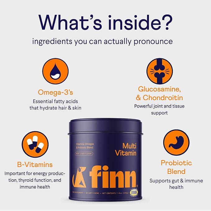 Finn All-in-1 Multivitamin for Dogs - Daily Multi with Probiotics, Omegas & Nutrients to Support Everyday Wellness - 90 Soft Chews-PurrikoPets
