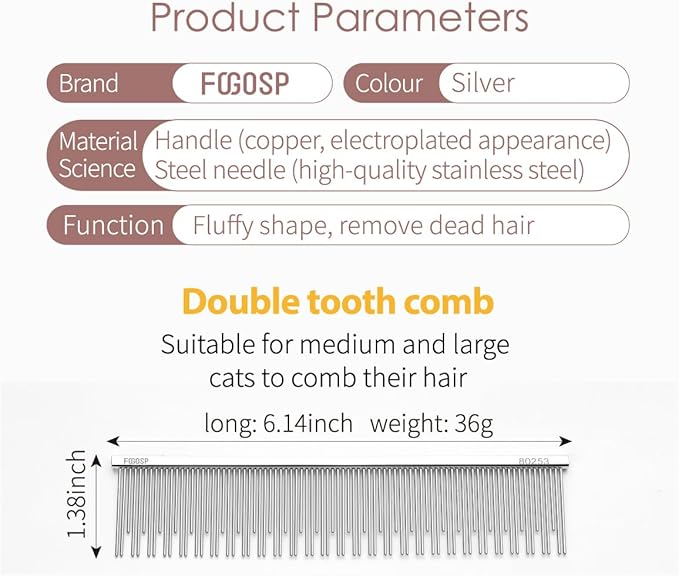 6.1" Dog Grooming Comb for Long Haired Cats & Dogs-PurrikoPets