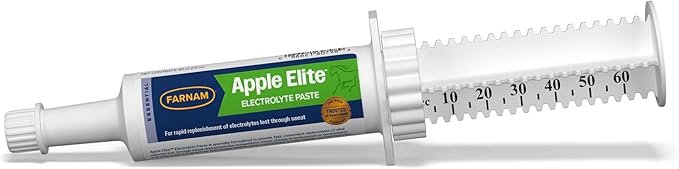 Farnam Apple Elite Electrolyte Paste Supplement for Horses, Replaces Vital Minerals, Encourages Hydration, No Added Sugar, 60 cc syringe-PurrikoPets