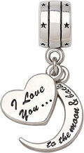 ALOV Sterling Silver I Love You To The Moon and Back Two-Piece Pendant Bead Charm