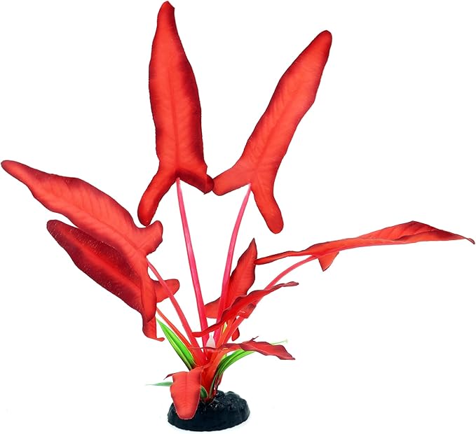 2-Pack 12 Inch Aquarium Silk Aquarium Plants, Artificial Plastic Plant for Small Tank, Goldfish, Fish Hides,Dark Red-PurrikoPets