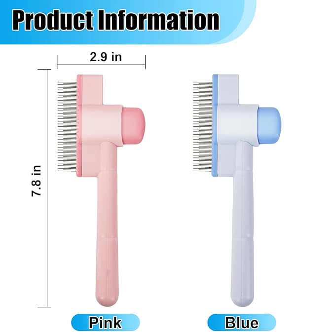 2PCS Flea Comb for Cats & Dogs – Magic Self-Cleaning Cat Grooming Brush with Stainless Steel Teeth, Cat Combs for Fleas and Ticks, Indoor Pets, Fine Tooth Comb for Kittens-PurrikoPets