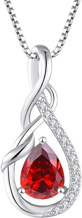STARCHENIE Infinity Teardrop Pendant Necklace for Women 925 Sterling Silver Birthstone Jewelry