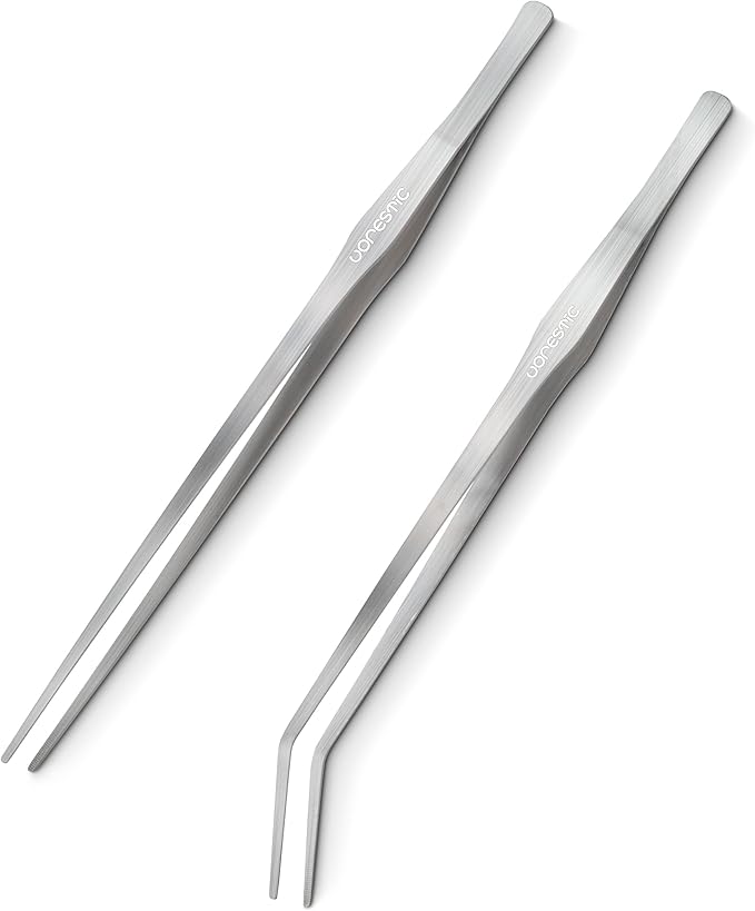 2 Pcs 15 Inch Tweezers, Heavy Duty Reptile Feeding Tongs, Aquarium Tongs, Reptile Tweezers Feeding, Reptile Tongs, Straight and Curved Long Tweezers for Aquarium and Terrarium-PurrikoPets