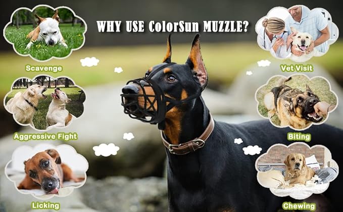 Dog Muzzle Breathable Basket Muzzles for Large and X-Large Dogs, Stop Biting, Barking and Chewing, Best for Aggressive Dogs Black Brown (Black Rubber, L)-PurrikoPets