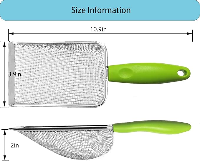 3PCS Stainless Steel Cat Litter Scoop,Litter Cleaner Corner Scoop Sand Sifter,Easy to Clean Cat Little Box, Sifting Litter Scoop Shovel for Reptile Terrarium Sand Waste-PurrikoPets