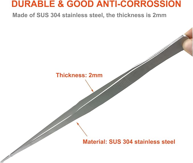 Extra Long Tweezers, Aquascape Tools, 18.9 inch Fecsam Aquarium Stainless Steel Large Feeding Tongs for Fish Tank, Terrarium，Aquascaping, Reptile Snake (Straight)-PurrikoPets