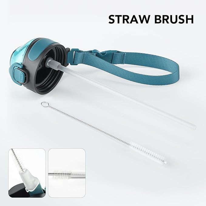 Enerbone 32 oz Insulated Water Bottle, Stainless Steel Bottle with Carrying Strap, Double-Wall Vacuum Insulation Design, Leakproof Sports Bottle with Straw, Keep Drinks Cold or Hot for Hours-PurrikoPets