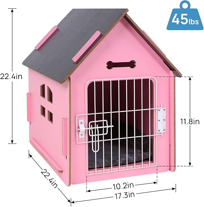 Dog House Indoor for Small Dogs or Cats, Cozy Wooden Design, Small Indoor Bed House, with Air Vents and Elevated Floor Warm Dog Cave-PurrikoPets