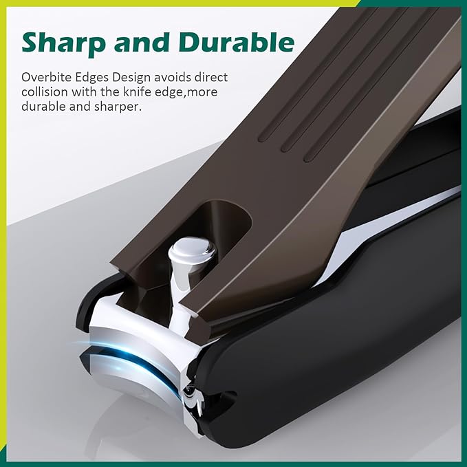 GLAMFIELDS Nail Clipper with Catcher, Large Fingernail Toenail Clipper,Slanted Edge Nail Clippers Leather Case Packed Good Gift for Men and Women 2PACK Large/Small-PurrikoPets