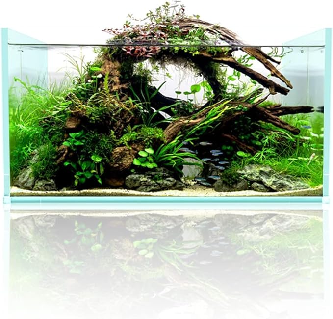 Fzone 3.8gal Shallow Rimless Low Iron Fish Tank Nova Clear Ultra-White 45° Mitered Edges Translucent Glass Anata Series Aquarium w/Black Foam Leveling Mat-PurrikoPets