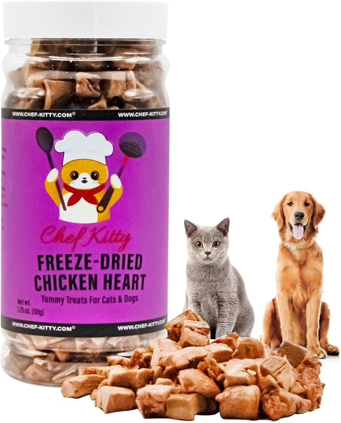 Freeze-Dried Chicken Heart Treats for Cats & Dogs – 100% Human Grade, Single Ingredient, High-Protein, Healthy Snack – No Additives or Preservatives – 1.4oz - Inspected & Tested in USA-PurrikoPets