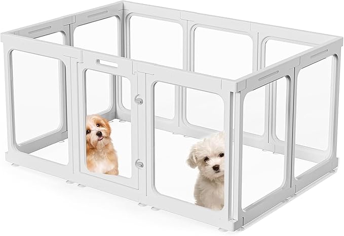 Acrylic Dog PlayPen, Clear Dog Play Pen for Puppy Cat Rabbit, Easy Assemble Pen, Preferable Small Cage, 23.6" H, 10Pcs-PurrikoPets