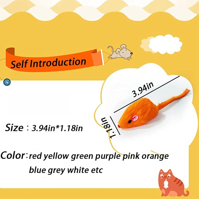 Furry Cat Toys Mice Rattle Interactive Mouse Toy for Indoor Cats Catnip Ball Pet Play Fur Ball Rabbit Assorted Color-PurrikoPets