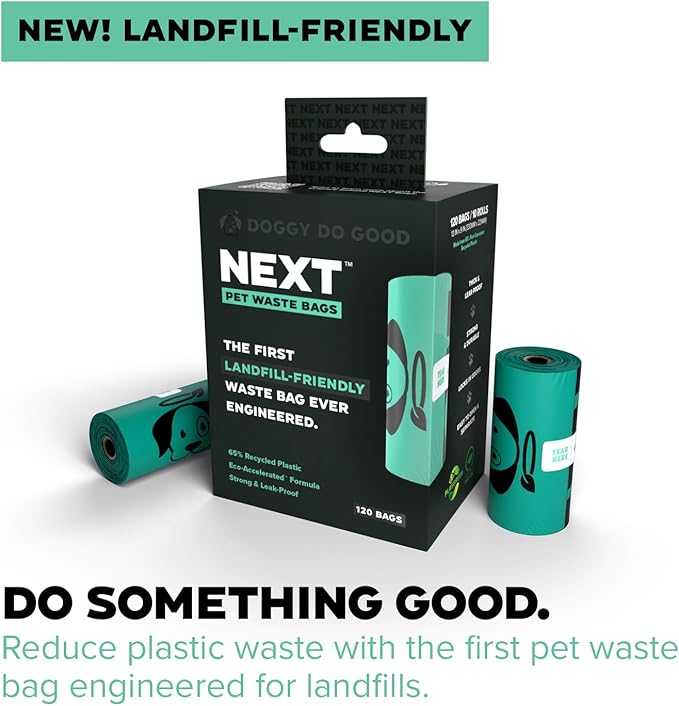 Doggy Do Good Next Pet Waste Bags, Landfill Friendly Recycled Plastic Unscented Dog Poop Bags, Leakproof, Strong, Thick, Earth Friendly for Dogs, 120 Count (120 Bags)-PurrikoPets