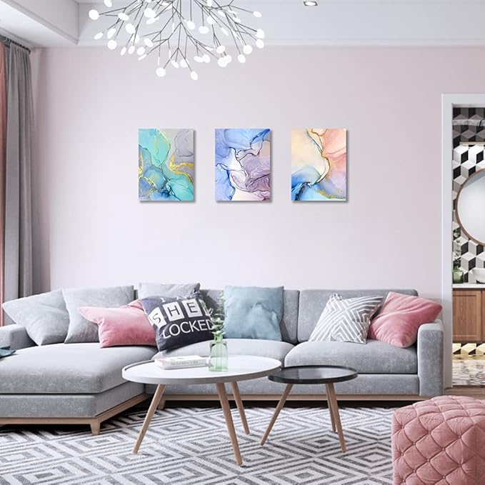 Abstract Wall Decor For Living Room Large Size Canvas Wall Art Paintings For Bedroom Colorful Color Abstract Wall Artworks Pictures For Office Decor Bathroom Home Decorations Art 3 Piece 20x28-PurrikoPets