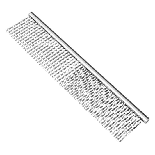 Flexzion Grooming Comb for Dogs – Stainless Steel Professional Cat Comb and Animal Tool for Removing Tangles and Knots on Medium Pets with Smooth Needle Teeth – 45mm, 1 Large-PurrikoPets