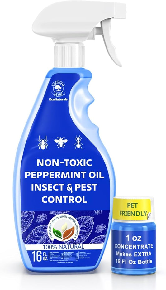 All Natural Bug Spray for Home – Non- Toxic Peppermint Oil Spray for Insect and Pest Control Kit - 16 oz Ready-to-Use Bug Spray 2 Bottle Value – 16 oz + 1oz - Spider Repellent Indoor-PurrikoPets