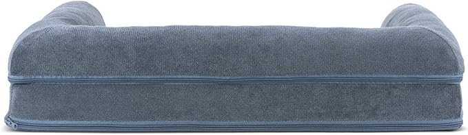 Furhaven Orthopedic Dog Bed for Medium/Small Dogs w/ Removable Bolsters & Washable Cover, For Dogs Up to 35 lbs - Sherpa & Chenille Sofa - Orion Blue, Medium-PurrikoPets