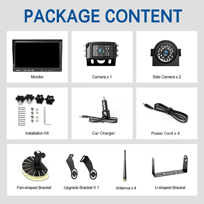 1080P Wireless Backup Camera System with 10 Inch DVR 4 Split Monitor, IP69 Waterproof Stable Signal Record Wireless 1 Rear and 2 Side View Cameras for RV Truck Trailer Camper (BW103)-PurrikoPets