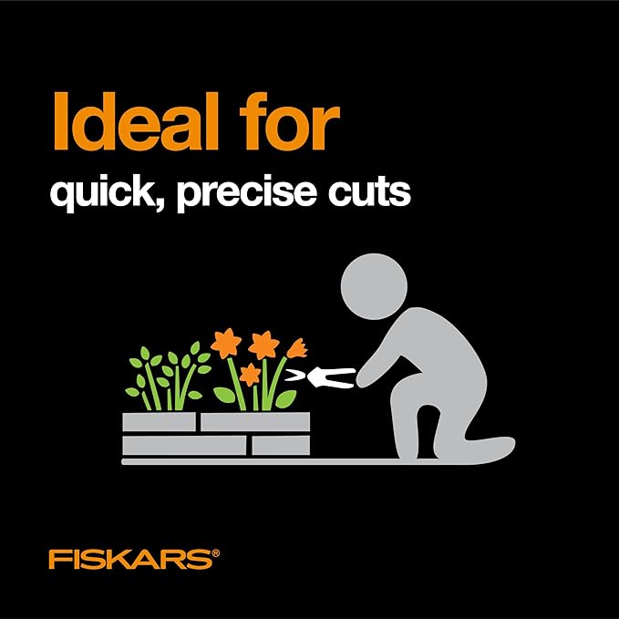 Fiskars 6" Pruning Scissors for Flowers, Buds, Weeds and Small Plants, Garden Snips with Resin Resistant Nonstick Stainless Steel Blades, Gardening Trimmers with Comfortable Handle-PurrikoPets