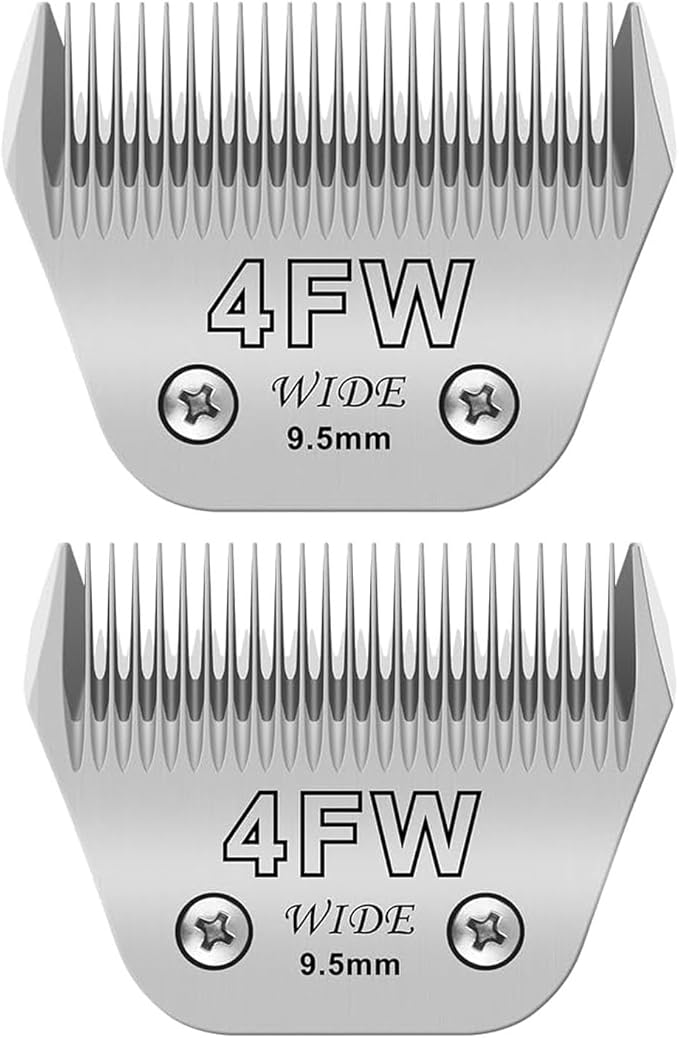 2pcs 4FW Wide Blades for Dog Grooming Blades Compatible with Andis,Oster A5,Wahl km10 Dog Clippers,Size-#4FW, 3/8-Inch Cut Length (9.5mm)(2pcs #4FW)-PurrikoPets