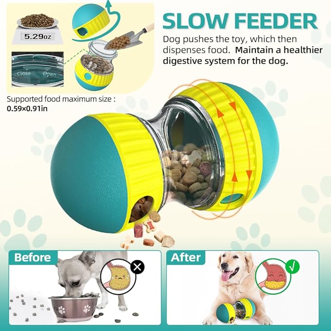 Dog Puzzle Toys, Rolling Treat Dispensing Ball, Brain Stimulation & Slow Feeder, Dog Enrichment Toys to Keep Them Busy (Green)-PurrikoPets