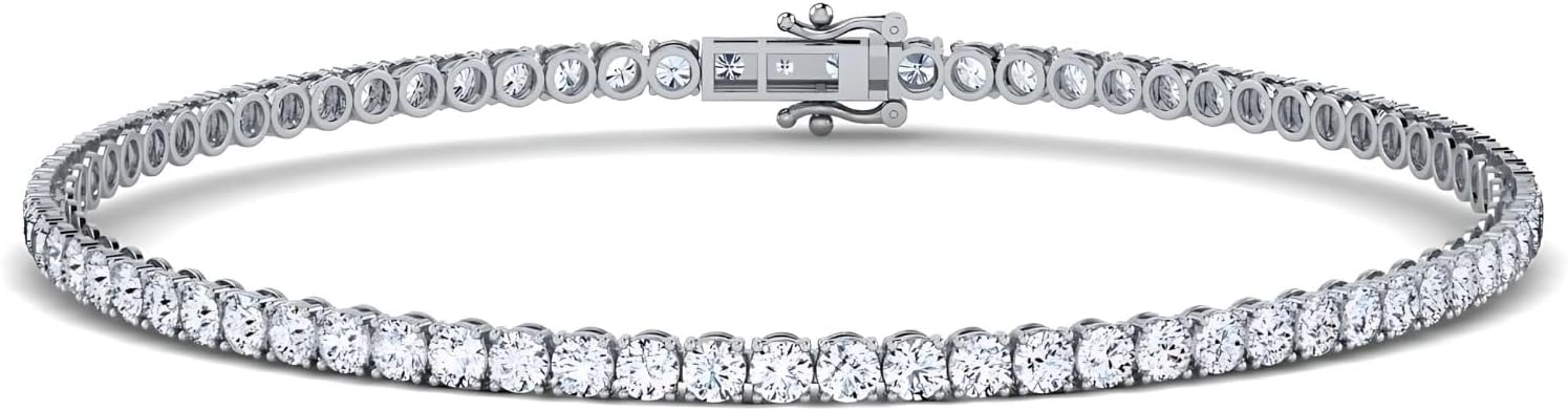 0.50-15 Carat Lab Grown Classic Diamond Tennis Bracelet 4 Prong Setting Luxury Collection (F-G Color, SI Clarity) Length- 7 Inch