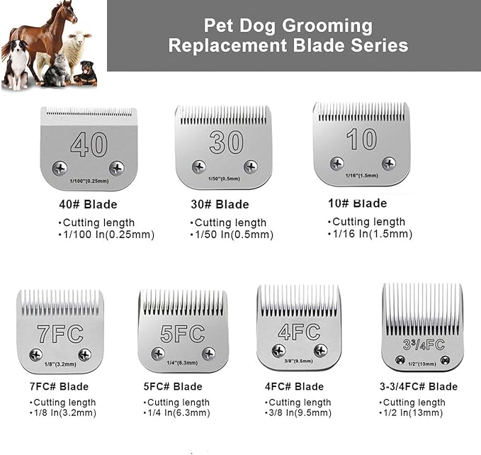 4Pack Dog Grooming Blades Compatible with Andis Dog Clippers,Dog Clipper Blades Compatible with Oster A5,Wahl km10 Dog Clippers for Animal Dog Cat Horse,Stainless-Steel Blade Sharp-PurrikoPets