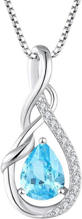 STARCHENIE Infinity Teardrop Pendant Necklace for Women 925 Sterling Silver Birthstone Jewelry