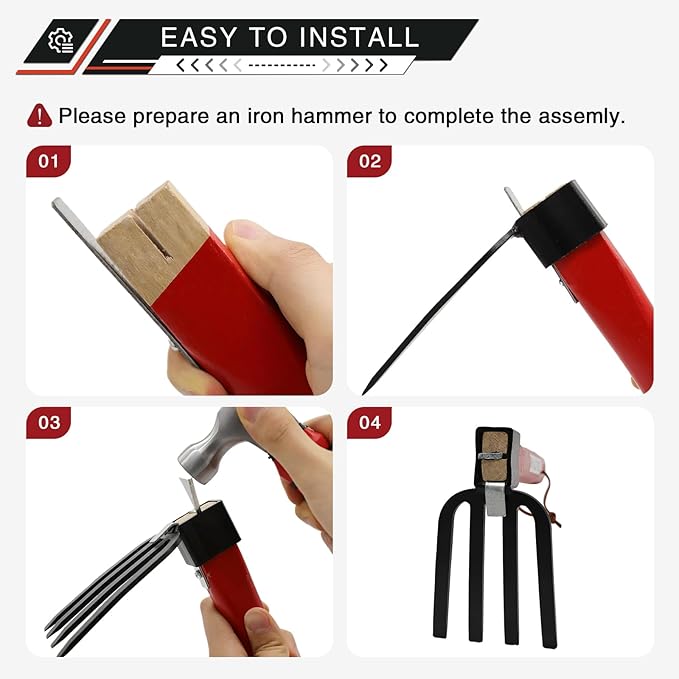 Garden Tool Set with Tool Box 4 Piece Heavy Duty Gardening Tools Kit with Hoe Rake Shovel Fork Non Slip Handle Garden Hand Tools for Digging Weeding Planting-PurrikoPets