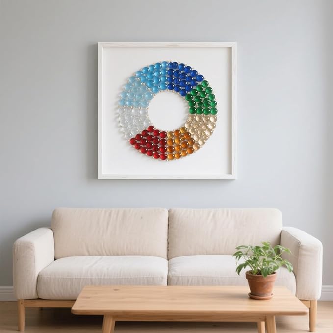 2.16LB Glass Beads Mix Colors Vase Filler Aquarium Gravel Decor Flat Glass Marbles Gems Pebbles Fish Tank Rocks Home Decorative Art Craft - 7 Colors Mixed-PurrikoPets