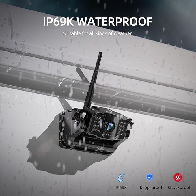 eRapta Magnetic Wireless Backup Camera Kit with HD1080P 7” DVR Monitor, Dual RV/Trailer/Truck/Tractor Cameras Wireless System, No Wiring, 9600mAh Rechargeable Battery, IR Night Vision-ACT702-PurrikoPets