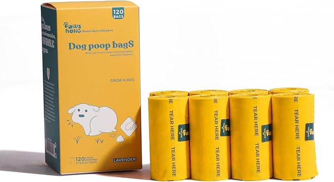 Dog Poop Bags Rolls Biodegradable 100% Leak Proof Thickened Dog Waste Bags -120 Count 8 Rolls - Doggie Poop Bag for Small and Big Dogs(Unscented)-PurrikoPets