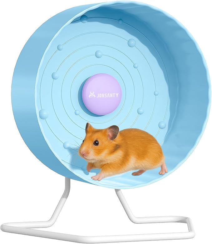8.4" Silent Hamster Wheel, Non-Slip Track, Exercise, Release Stress, Relieve Anxiety, Adjustable Height Stand, for Syrian Dwarf Hamster, Gerbil, Mice, Other Small Medium Sized Pets, Blue-PurrikoPets