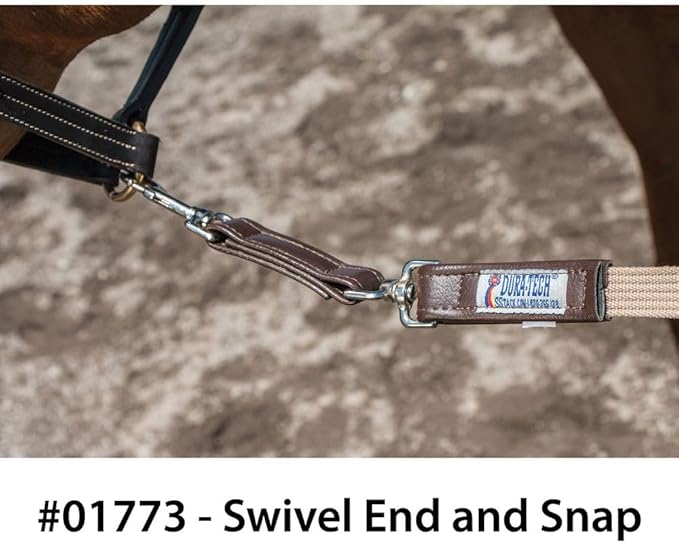 Dura-Tech German Web Cord Lunge Line for Horses | Soft Grip Ribbed Webbing | Lightweight & Durable | Nickel-Plated Snap or Chain Options | Lunch Line with Swivel End and Snap-PurrikoPets