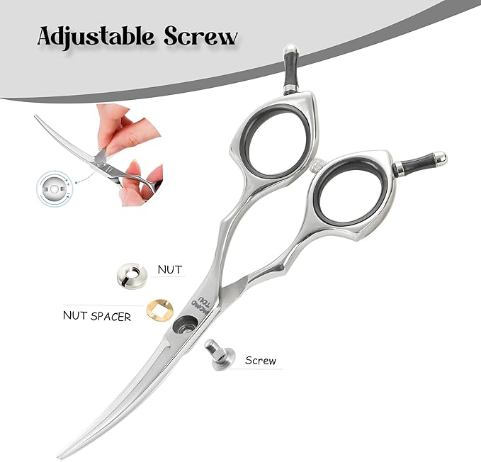 Dog Grooming Scissors 5'' Small Curved Pet Shears Super Light Professional 440C Stainless Steel Pet Shears for Trimming Face and Paws Nose Ear Easy Use.-PurrikoPets