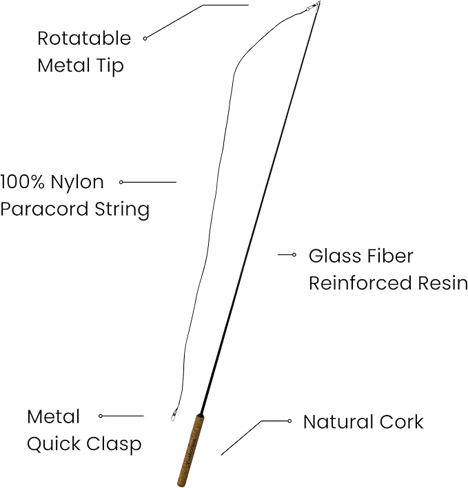 Forever Stick 2 Pack - The Unbreakable Cat Toy Wand, Extra Long Durable Interactive Cat Toy for Indoor Cats, Feather Kitten Toys for Bored Indoor Adult Cats, Bird Teaser Cat Accessories-PurrikoPets