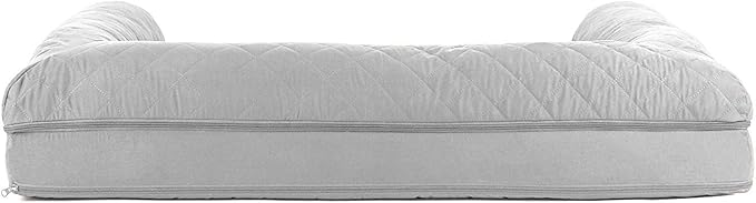 Furhaven Cooling Gel Dog Bed for Large Dogs w/ Removable Bolsters & Washable Cover, For Dogs Up to 95 lbs - Quilted Sofa - Silver Gray, Jumbo/XL-PurrikoPets