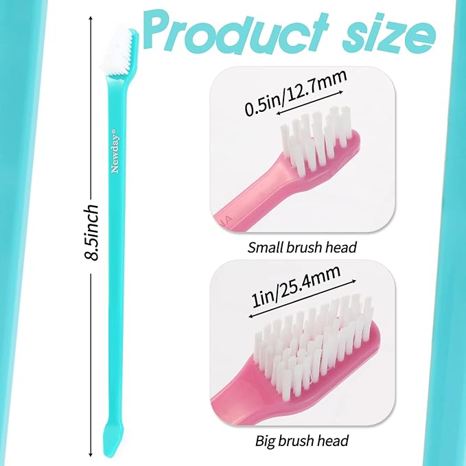 50 Pack Dual Ended Long Dog & Cat Toothbrush, Pet Safe Super Soft Bristles for Pet Dog Puppy Kitten Dental & Oral Care Teeth & Gums, Pet toothbrushes in Box, Bulk Individual polybag (Colorful)-PurrikoPets